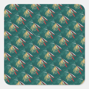 Adesivo Quadrado "Trout Fin" Trout Voo molhado com mosca verde     