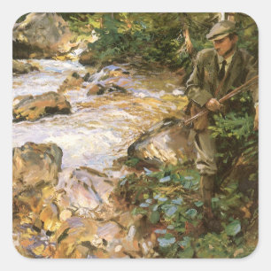 Adesivo Quadrado Trout Stream no Tirol de John Singer Sargent