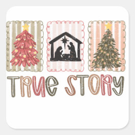 Adesivo Quadrado True Story Christmas Square Stickers