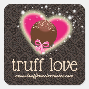 Adesivo Quadrado Trufas de chocolate de cor personalizada confeitar