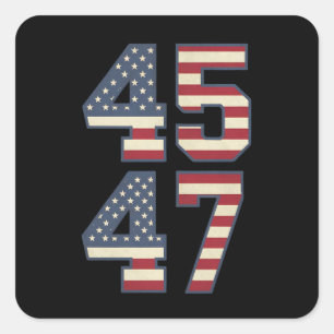 Adesivo Quadrado Trump 2024 Presidente 45 47 América EUA Vintage