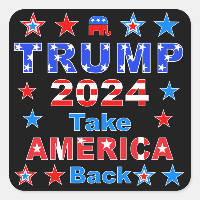 Adesivo Quadrado TRUMP 2024 Recupere a AMÉRICA (Frente)