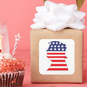 Adesivo Quadrado Trump 2024 Red White e Blue