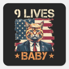 Adesivo Quadrado Trump 9 Lives Baby