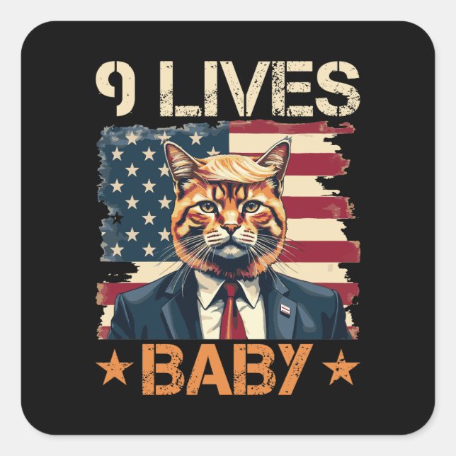 Adesivo Quadrado Trump 9 Lives Baby (Frente)