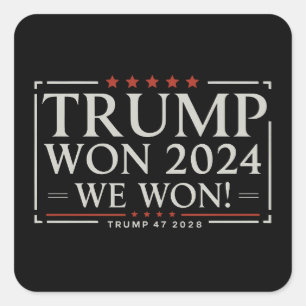 Adesivo Quadrado Trump Ganhou 2024 Nós Ganhamos 47 2028 EUA