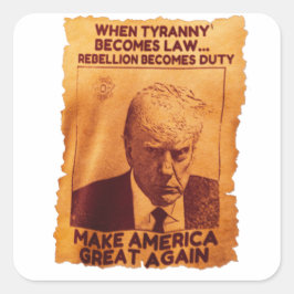 Adesivo Quadrado Trump Mugshot Shirt USA Donald Trump Mug Shot