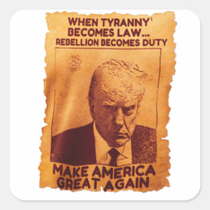 Adesivo Quadrado Trump Mugshot Shirt USA Donald Trump Mug Shot