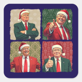 Adesivo Quadrado Trump Pop Art Christmas Sticker MAGA Holiday