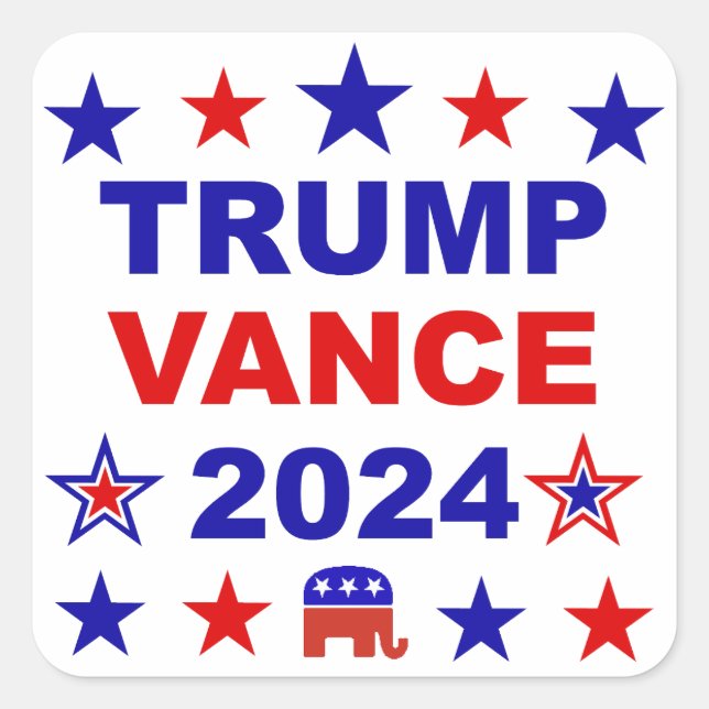 Adesivo Quadrado Trump Vance 2024 (Frente)