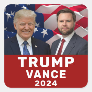 Adesivo Quadrado Trump Vance 2024