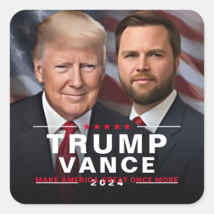 Adesivo Quadrado Trump Vance 2024 Presidente VP Campanha