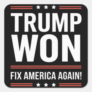 Adesivo Quadrado Trump Venceu MAGA Trump Vencedor 2024 Conserte a A
