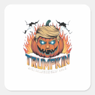 Adesivo Quadrado Trumpkin Clássico - Design de Abóbora Louca