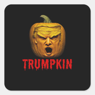 Adesivo Quadrado Trumpkin - Engraçado Donald Pumpkin Halloween