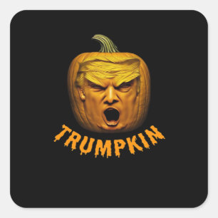 Adesivo Quadrado Trumpkin - Engraçado Donald Pumpkin Halloween Clás