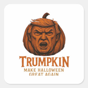 Adesivo Quadrado Trumpkin. Faça o Excelente de Halloween novamente