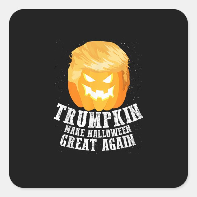 Adesivo Quadrado Trumpkin Faz Excelente De Halloween De Novo Figuri (Frente)