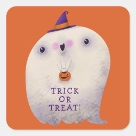 Adesivo Quadrado Truque de Decoração Halloween ou Tratar Fantasma B