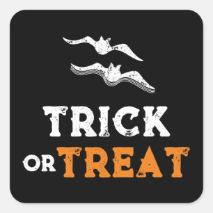 Adesivo Quadrado Truque de Halloween ou Treat, morcegos negros adul