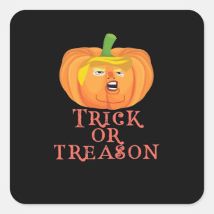 Adesivo Quadrado Truque Ou Traição Halloween Impeach Trumpkin Desig