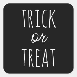 Adesivo Quadrado Truque ou trato. Dia das Bruxas, preto e branco