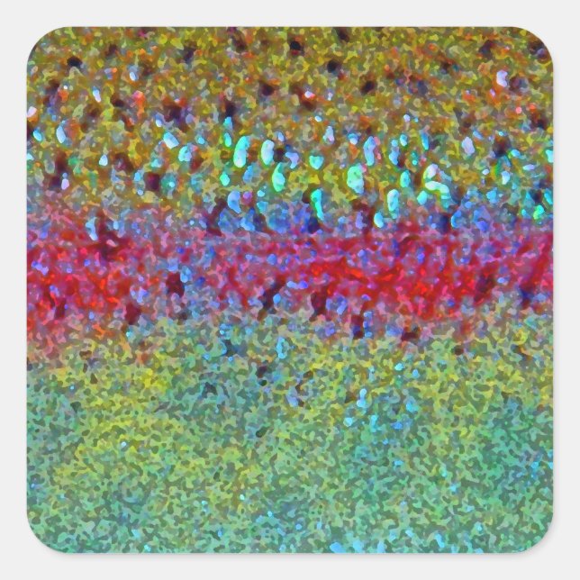 Adesivo Quadrado Truta arco-íris - Stickers (Frente)