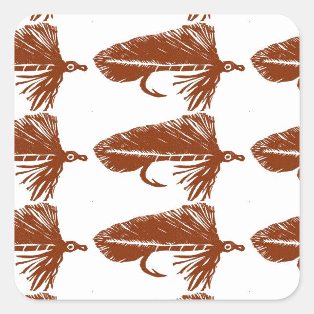 Adesivo Quadrado Truta, baixo e três favoritos de peixe (Frente)