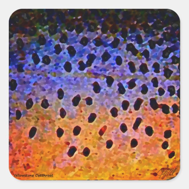 Adesivo Quadrado Truta de Cutthroat - Autocolantes (Frente)