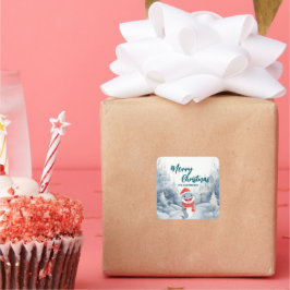 Adesivo Quadrado Tubarão engraçado Festa de Feriado de Neve da árvo