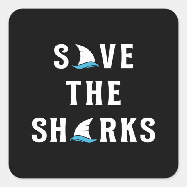 Adesivo Quadrado Tubarões-de-tubarão Oceano Peixes-espinho Engraçad (Frente)