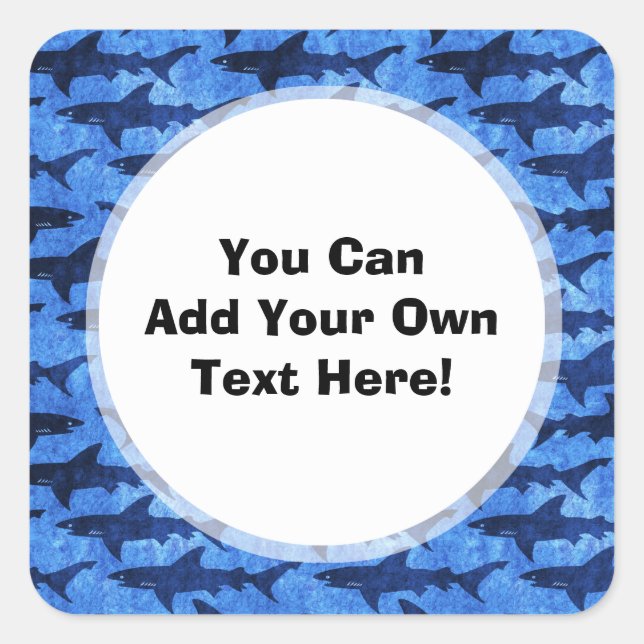 Adesivo Quadrado Tubarões no mar azul profundo (Frente)