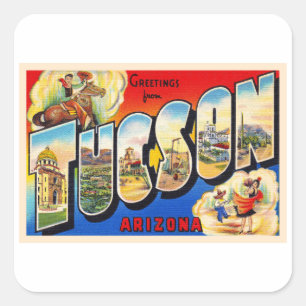 Adesivo Quadrado Tucson Arizona AZ Vintage - Letra grande postal 1