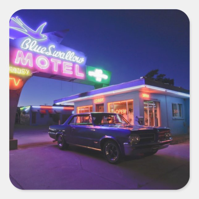 Adesivo Quadrado Tucumcari, Novo México, Estados Unidos. 66 2 (Frente)