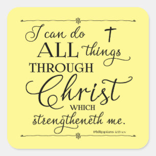 Adesivo Quadrado Tudo através do Cristo - Philippians 4:13