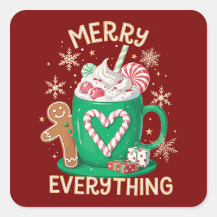 Adesivo Quadrado Tudo Feliz Café com Leite de Gengibre Natal