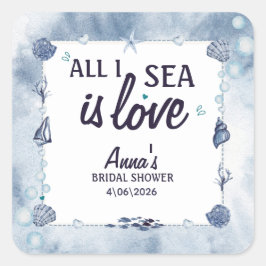 Adesivo Quadrado Tudo o que Eu Vejo é Amor Churrasco de Noiva Aquar