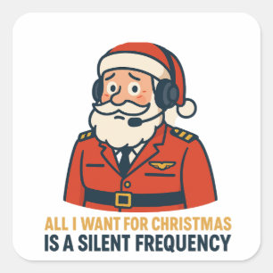 Adesivo Quadrado Tudo o que Quero no Natal é uma Frequência Clara
