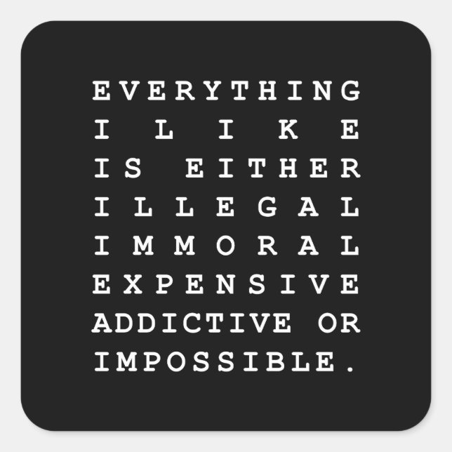 Adesivo Quadrado Tudo que eu gosto (Frente)