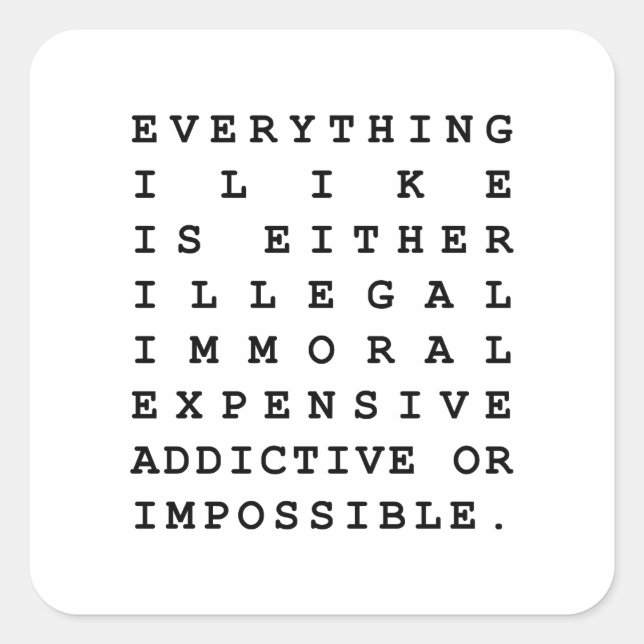 Adesivo Quadrado Tudo que eu gosto (Frente)