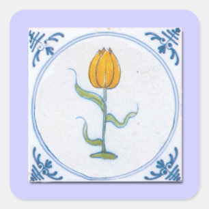 Adesivo Quadrado Tulip Azulejo Art com azul e branco
