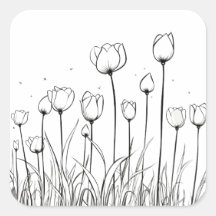 Tulip Flor Tulipa Floral Stencil Design