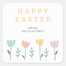 Adesivo Quadrado Tulipas Coloridas Cortadas Florais Tulipas Moderna