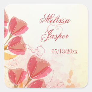 Adesivo Quadrado Tulipas cor-de-rosa de salmão na moda