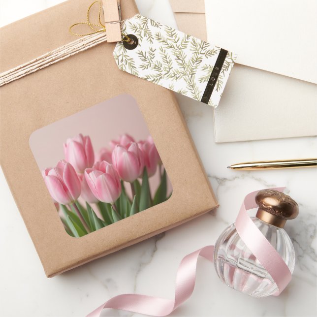 Adesivo Quadrado tulipas rosa (Presentear)