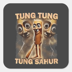 Adesivo Quadrado Tung tung sahur Brainrot Meme