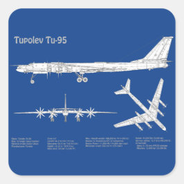 Adesivo Quadrado Tupolev Tu-95 - Planos de Impressão Blueprint do A