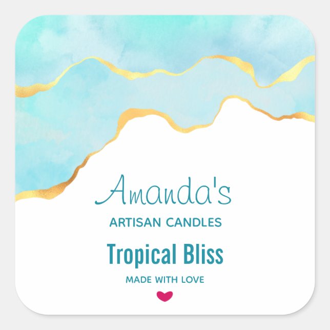 Adesivo Quadrado Turbo Tropical Verde e Dourada Biz de Velas de Fro (Frente)