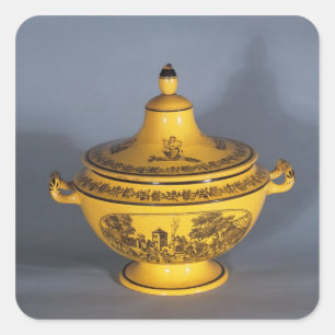 Adesivo Quadrado Tureen com design preto do impressão, c.1820