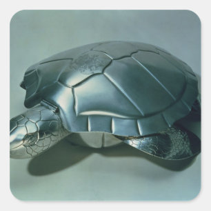 Adesivo Quadrado Tureen de sopa no formulário de uma tartaruga,